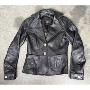 Womens Sz Small Mossimo Black Leather Jacket - Minor Flaw READ